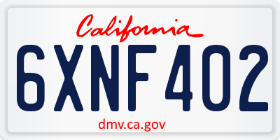CA license plate 6XNF402