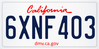 CA license plate 6XNF403