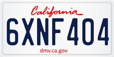 CA license plate 6XNF404