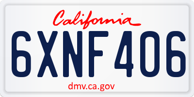 CA license plate 6XNF406