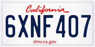 CA license plate 6XNF407