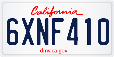 CA license plate 6XNF410