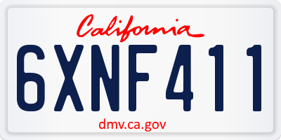 CA license plate 6XNF411