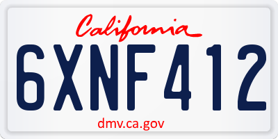 CA license plate 6XNF412