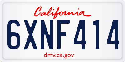 CA license plate 6XNF414