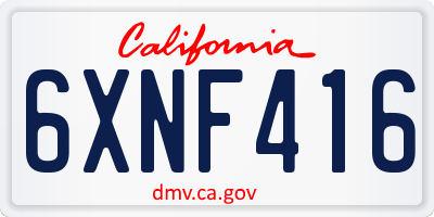 CA license plate 6XNF416