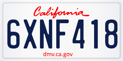 CA license plate 6XNF418