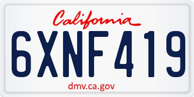 CA license plate 6XNF419