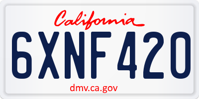 CA license plate 6XNF420