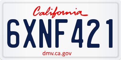 CA license plate 6XNF421
