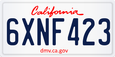 CA license plate 6XNF423