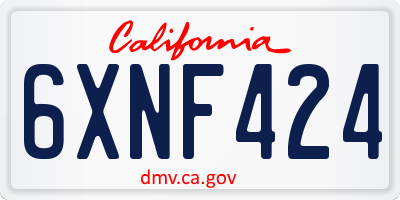CA license plate 6XNF424