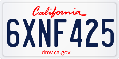 CA license plate 6XNF425