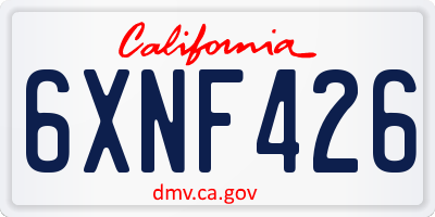 CA license plate 6XNF426