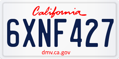 CA license plate 6XNF427