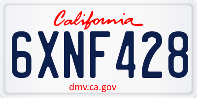 CA license plate 6XNF428