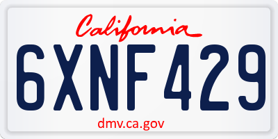 CA license plate 6XNF429