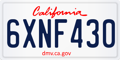 CA license plate 6XNF430