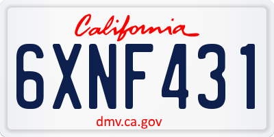 CA license plate 6XNF431