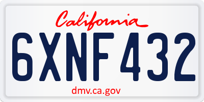CA license plate 6XNF432