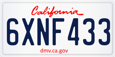 CA license plate 6XNF433