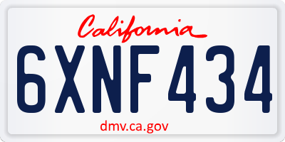CA license plate 6XNF434