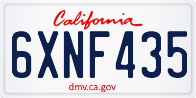 CA license plate 6XNF435