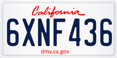 CA license plate 6XNF436