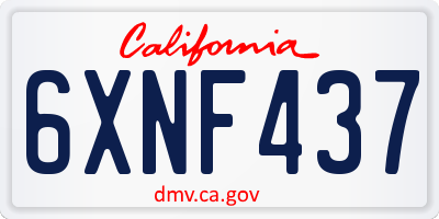 CA license plate 6XNF437