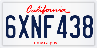 CA license plate 6XNF438