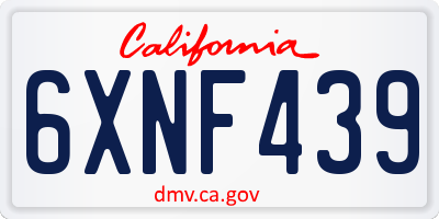 CA license plate 6XNF439