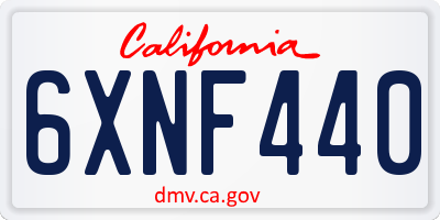 CA license plate 6XNF440