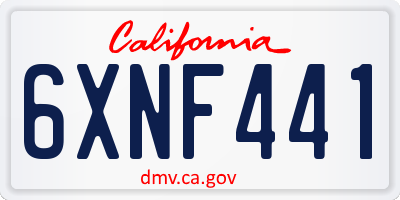 CA license plate 6XNF441