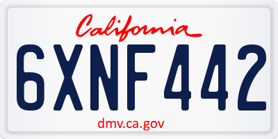 CA license plate 6XNF442