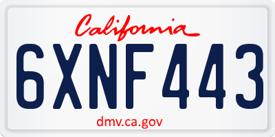 CA license plate 6XNF443