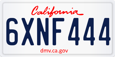 CA license plate 6XNF444