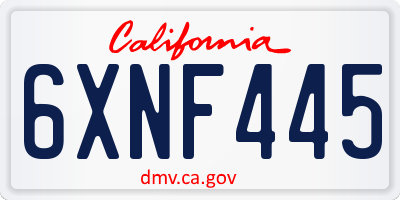 CA license plate 6XNF445