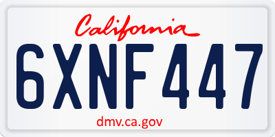 CA license plate 6XNF447