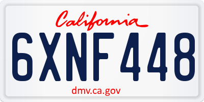 CA license plate 6XNF448