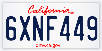 CA license plate 6XNF449