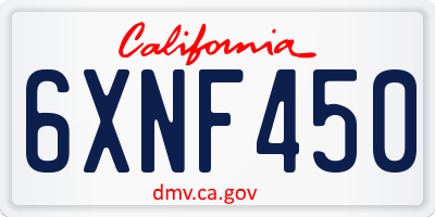 CA license plate 6XNF450
