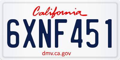 CA license plate 6XNF451