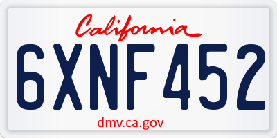 CA license plate 6XNF452
