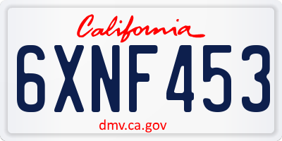 CA license plate 6XNF453