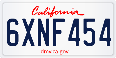 CA license plate 6XNF454