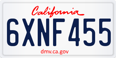 CA license plate 6XNF455