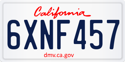 CA license plate 6XNF457