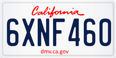 CA license plate 6XNF460