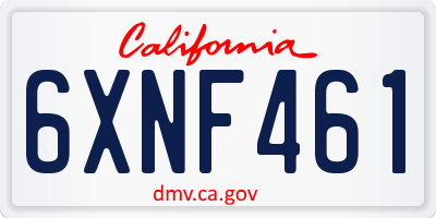 CA license plate 6XNF461