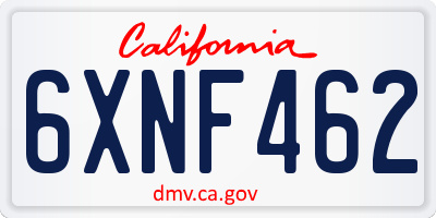 CA license plate 6XNF462